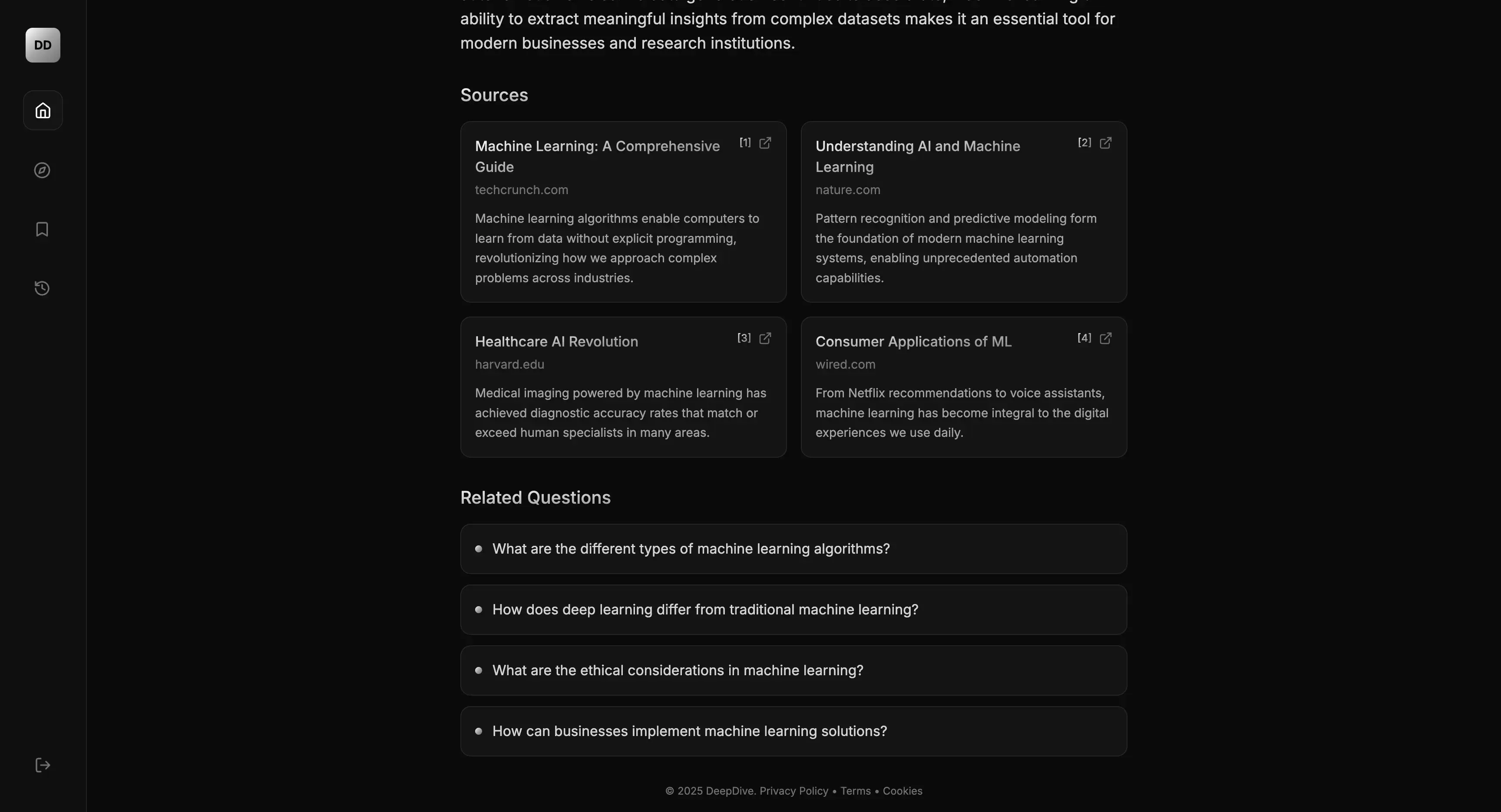 DeepDive history replay